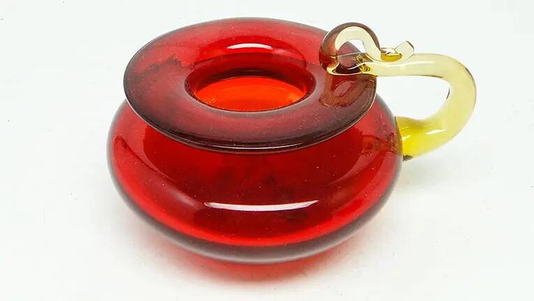 Modernist candle holder, glass, designed by B. Świstacka, Poland, 1970s