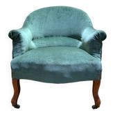 Fauteuil crapaud époque Napoléon III en velours vert