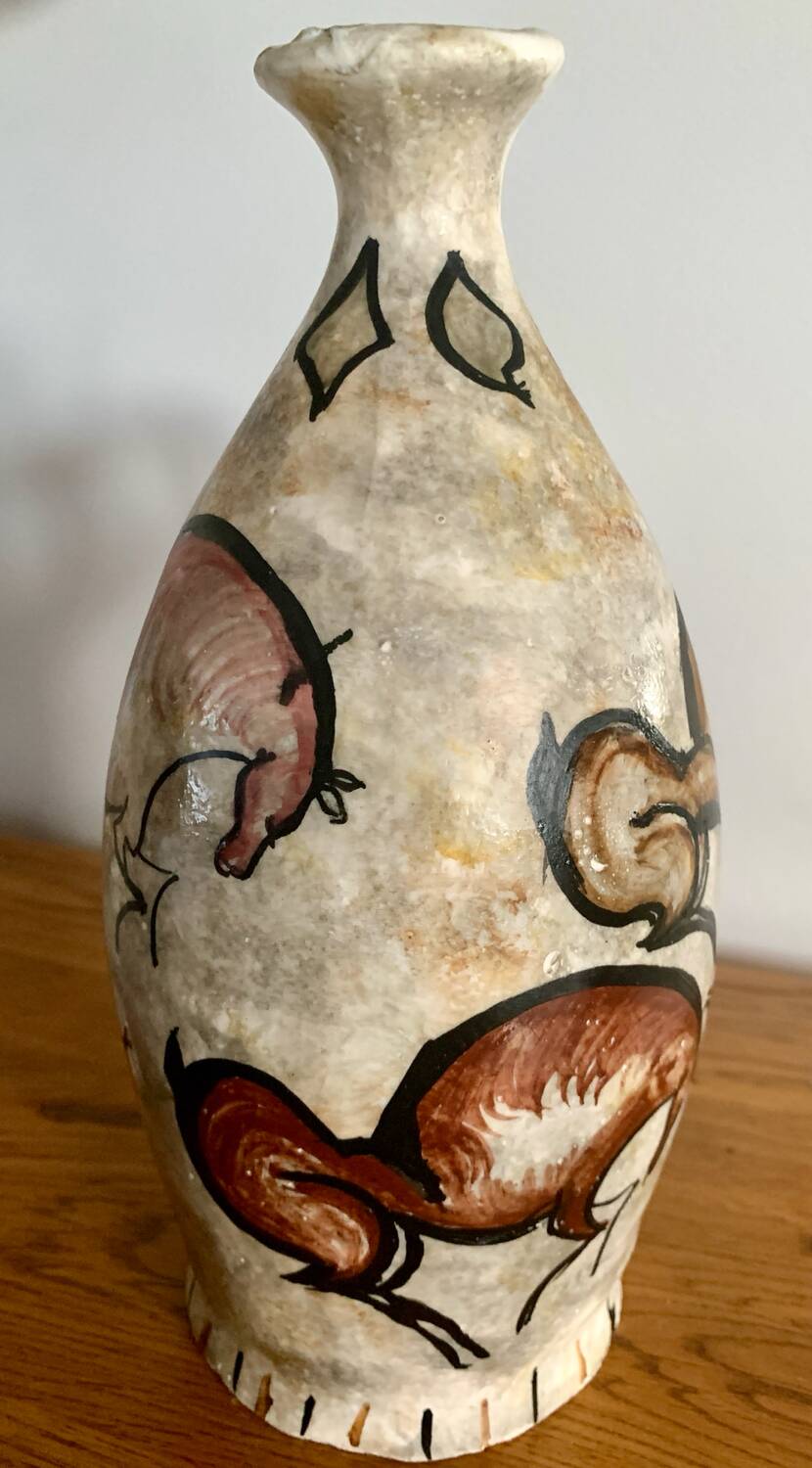 Antique stoneware pitcher – animal rock decoration – around 1900 – Puis style