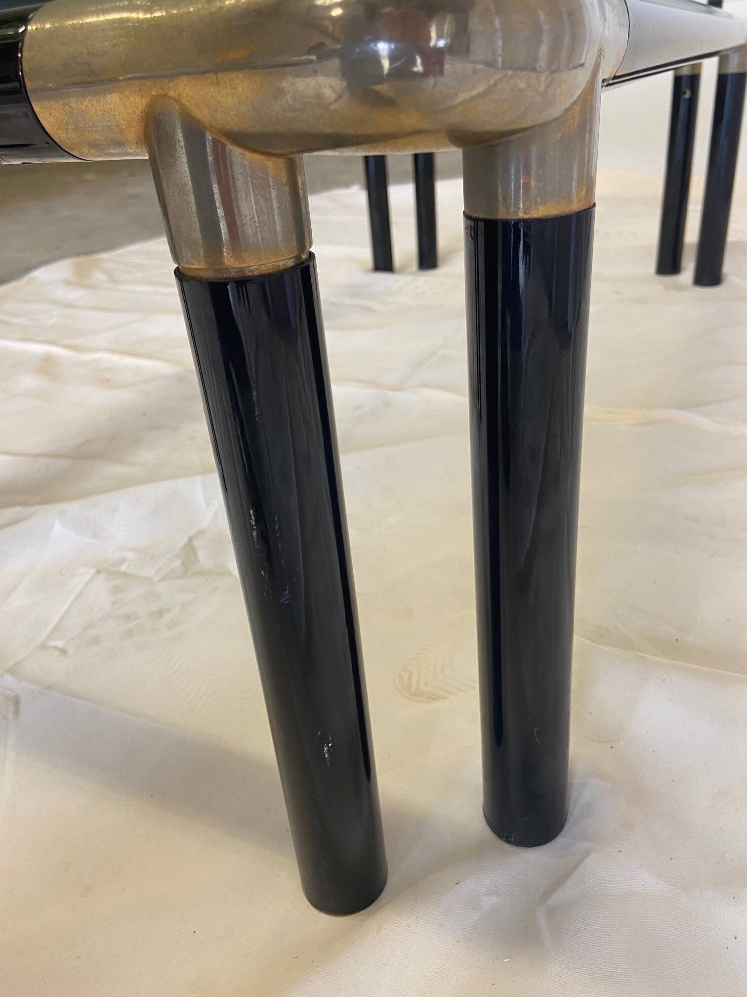 Table basse en verre et métal, années 1970