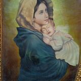 Oil painting on canvas Virgin and Child portrait 1940 - 102/72cm