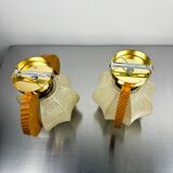 Pair of cocoon sconces with pine, Italy, 1970