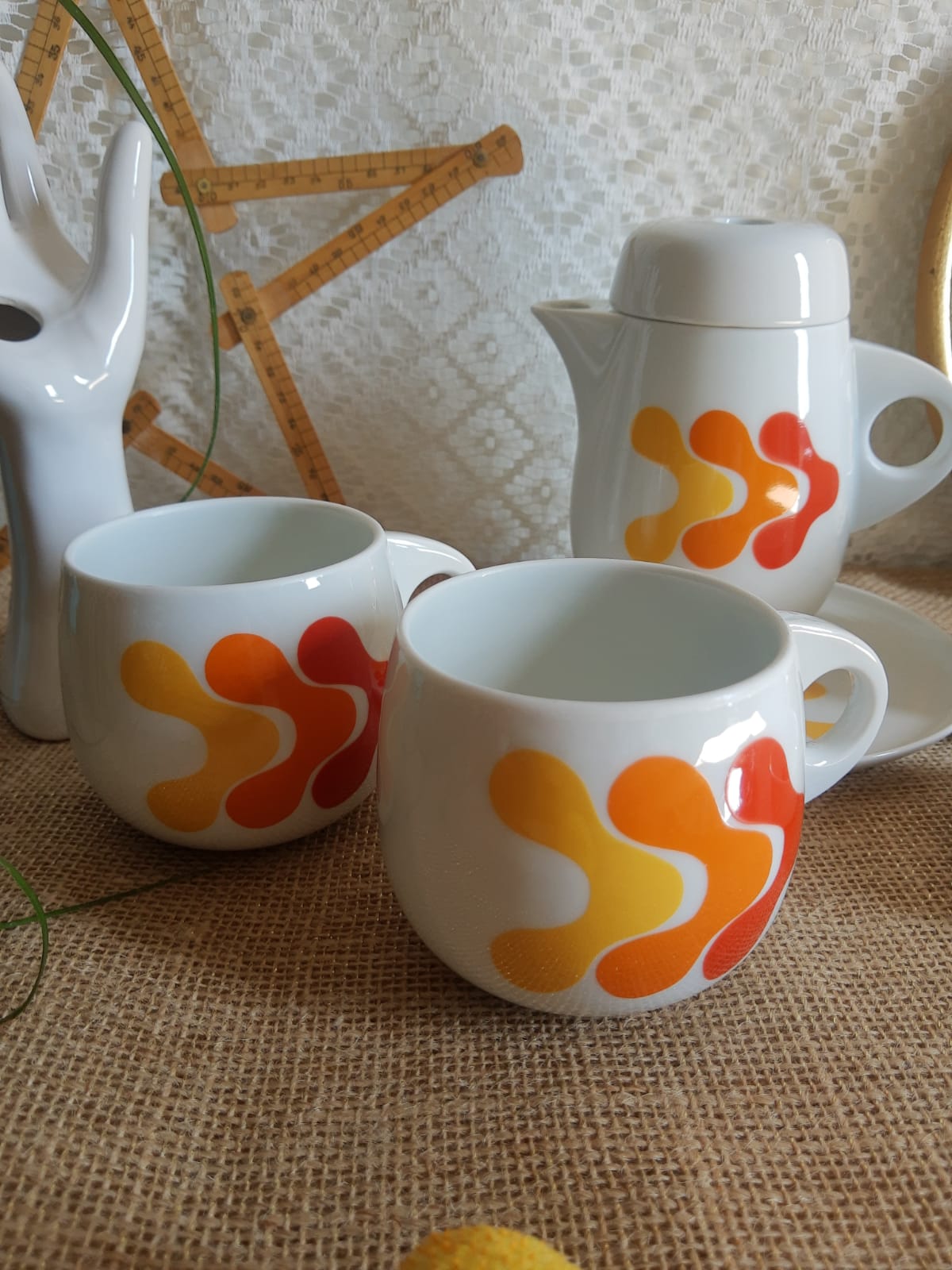 Coffee tea porcelain of retro 70s paris