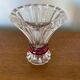 Paire Ancien Vase Taillé Transparent + Rouge Décoration Vintage