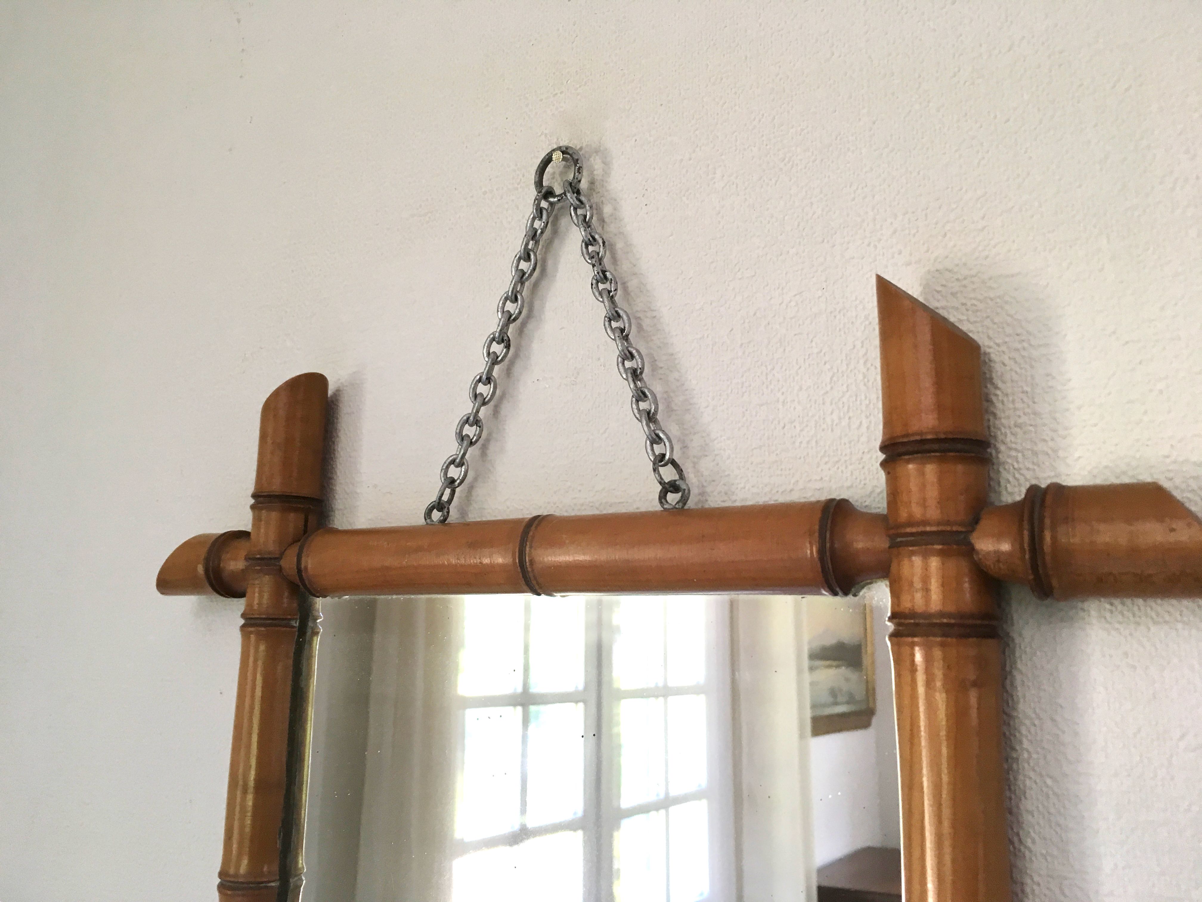 Miroir de barbier façon bambou