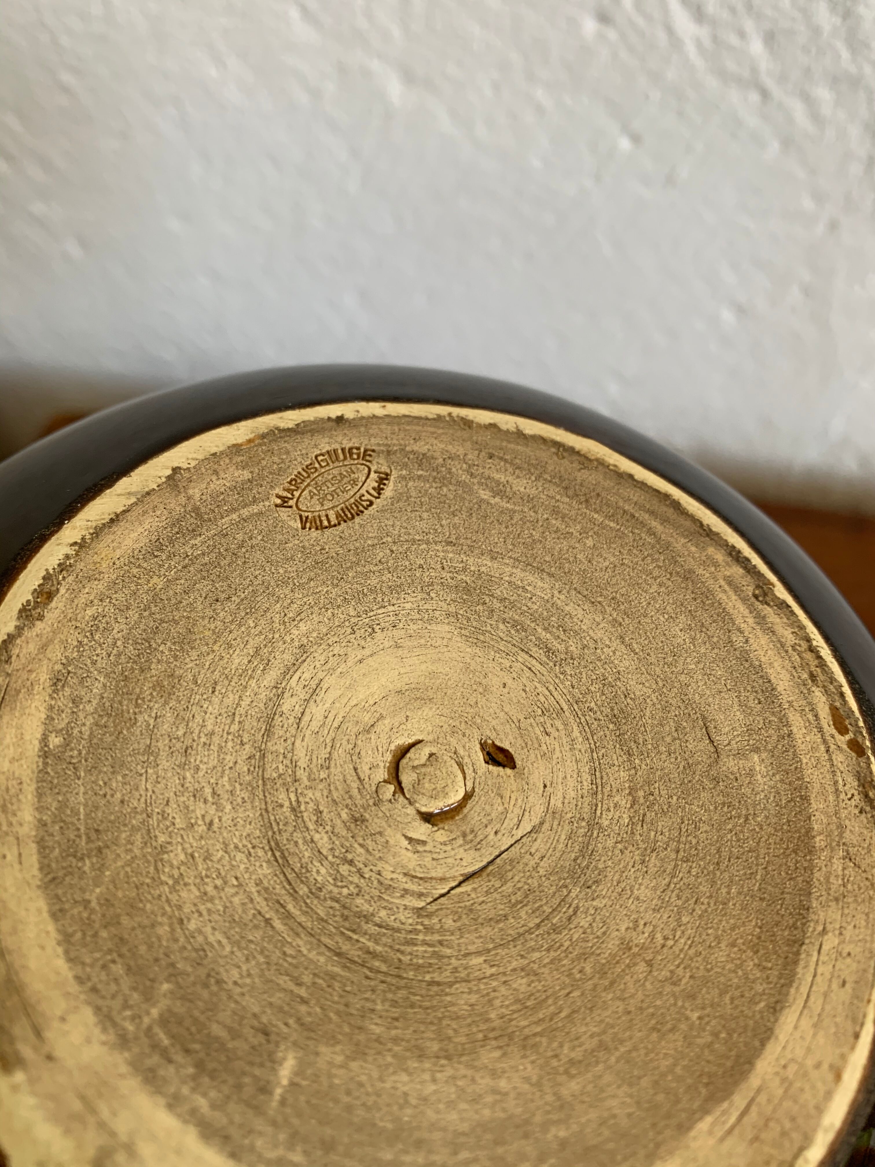 Vase flowers stand in Vallauris earthenware signed