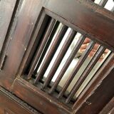 Vintage Indonesian teak shuttered mirror