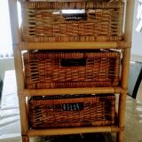 Standing shelf with rattan and bamboo drawers
