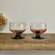 6 pink bowls with black stems
