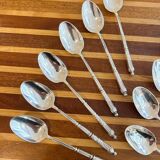 Set of 12 small silver-plated metal spoons