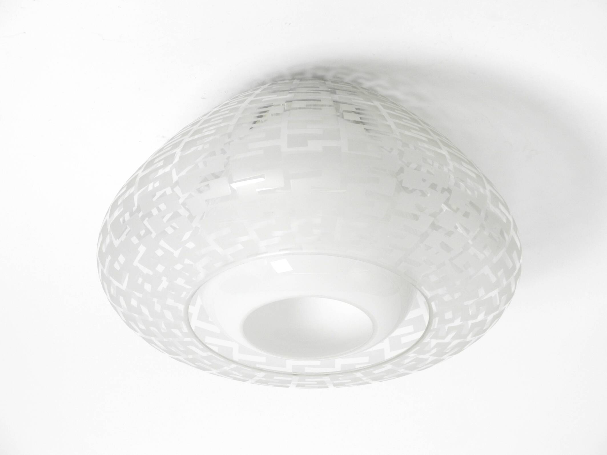 Original large Mid Century double glass ceiling lamp by Wilhelm Wagenfeld f