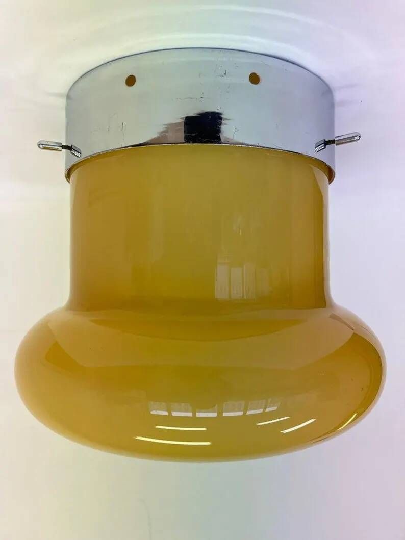 XXL Midcentury Hotel Design Ceiling Lamp, Flushmount, 1970s - Czechoslovakia