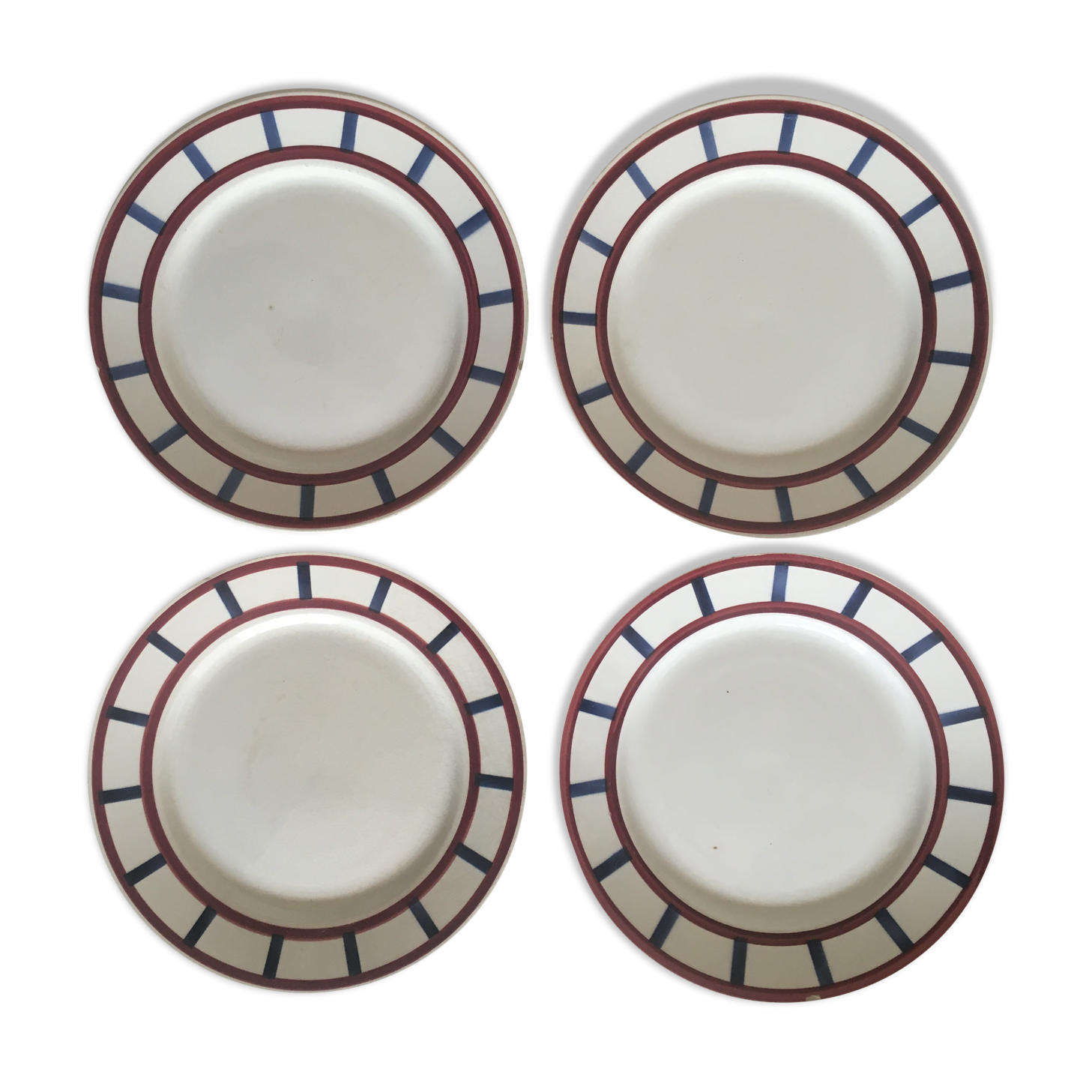Set de 4 assiettes à dessert Béarn en faience HBCM 50's