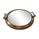 Round vintage mirror tray in Art Deco style