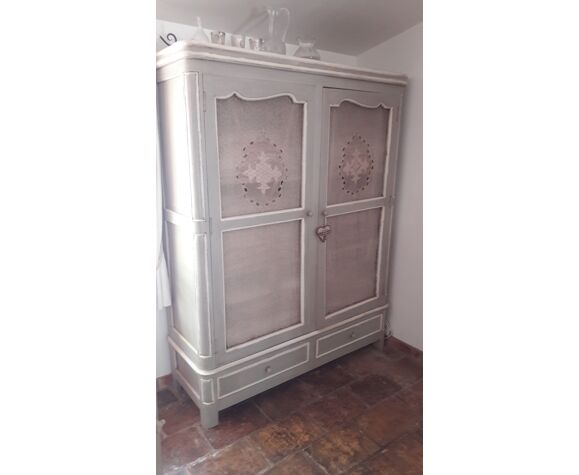 Shabby Chic Style Wardrobe Patine Grey Selency Shabby Chic Style Wardrobe Patine Grey, Shabby Chic Armoire