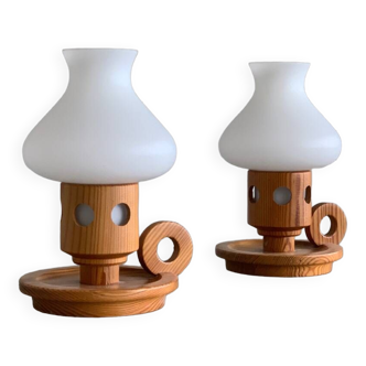 Set of 2 table lamps by erik höglund for boda, 60s