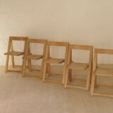 Foldable chairs in elm or ash seat cannage 1970