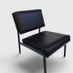 Modernist armchair in black faux leather and metal – 1960s