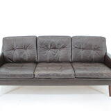 1970s Danish 3-seater sofa in dark brown leather