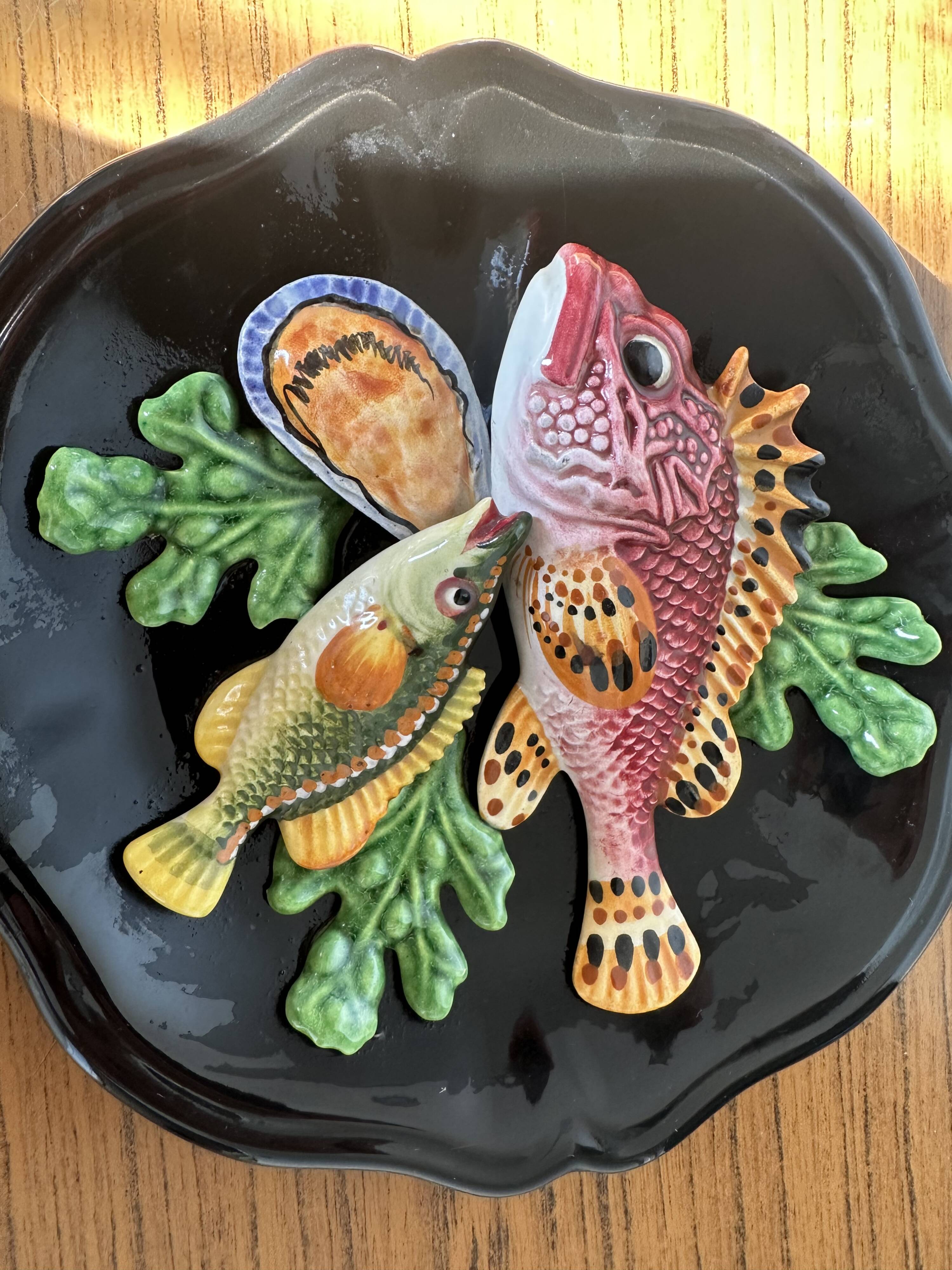 Palissy Vallauris majolica wall plate circa 1950