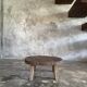 Small stool or small oval side table in solid teak wabi-sabi H24 53