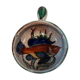 Vintage frying pan decorated with fish Vallauris