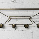 Vintage 1960s golden brass wall coat rack
