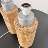 Pair of large Scandinavian rattan lamps from the 80s