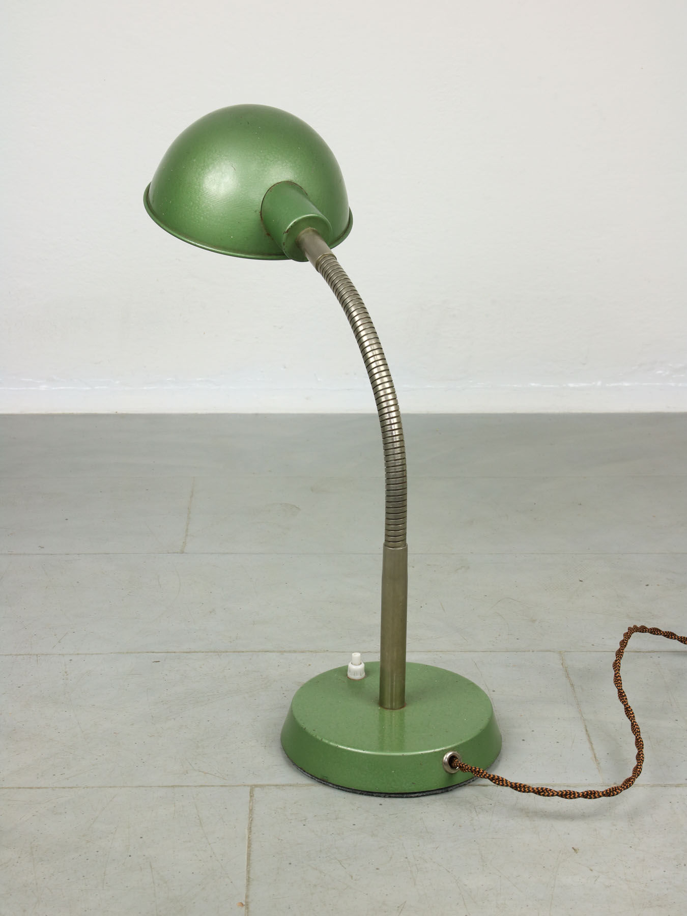 Vintage green gooseneck table lamp