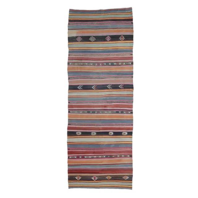 Turkish handwoven wool kilim rug 116x325