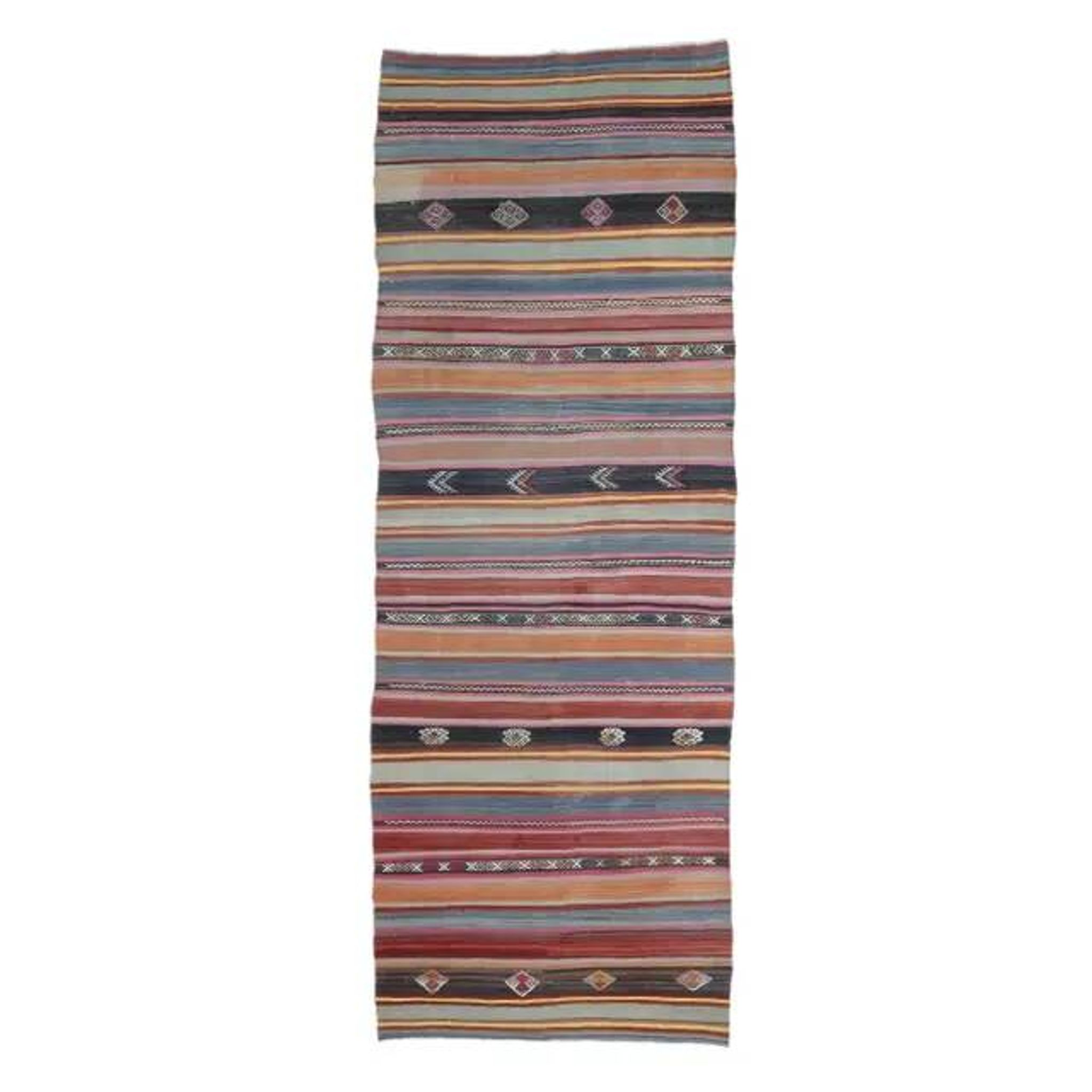 Turkish handwoven wool kilim rug 116x325