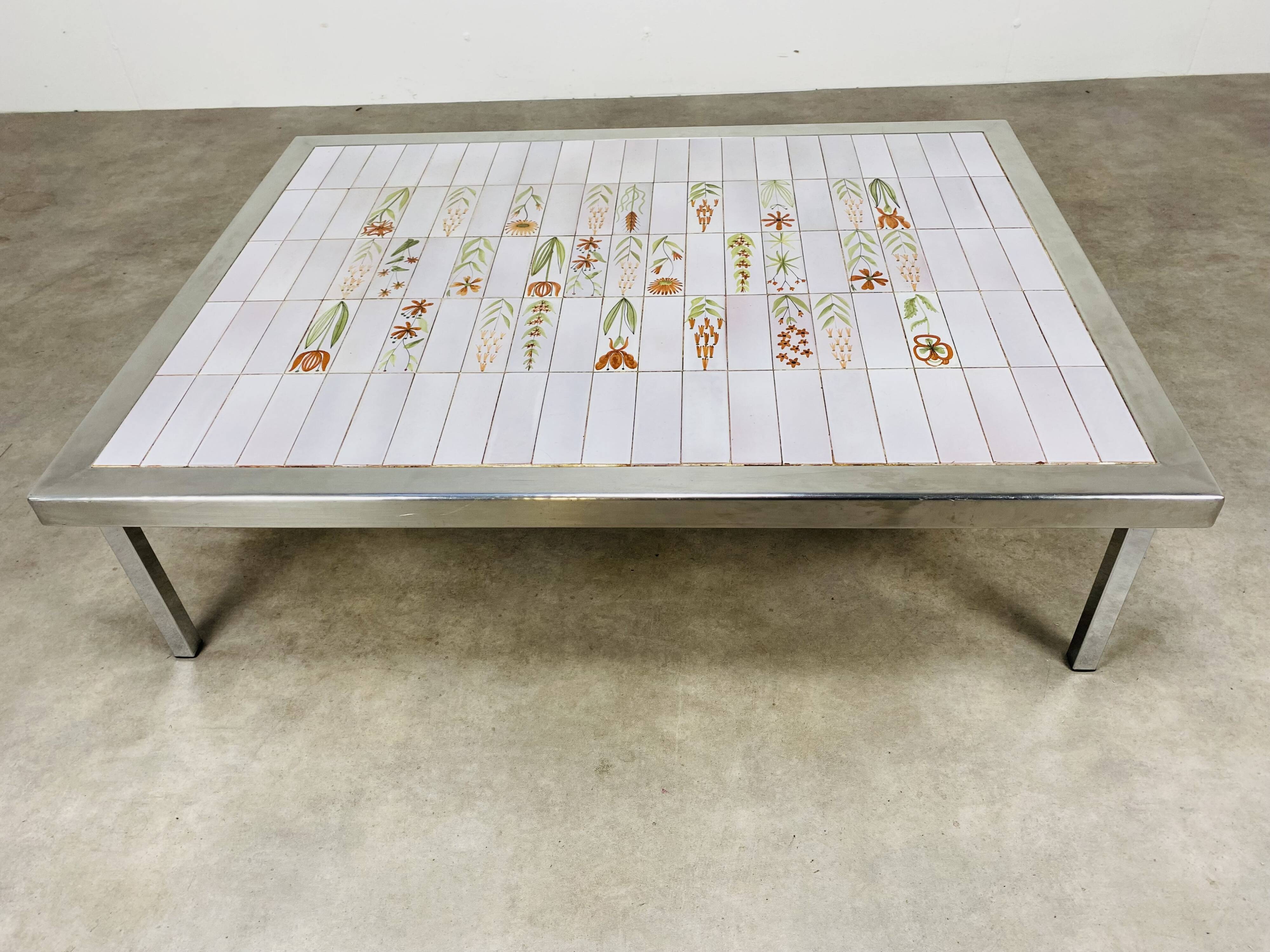 1950s ceramic coffee table, made from Roger Capron tiles