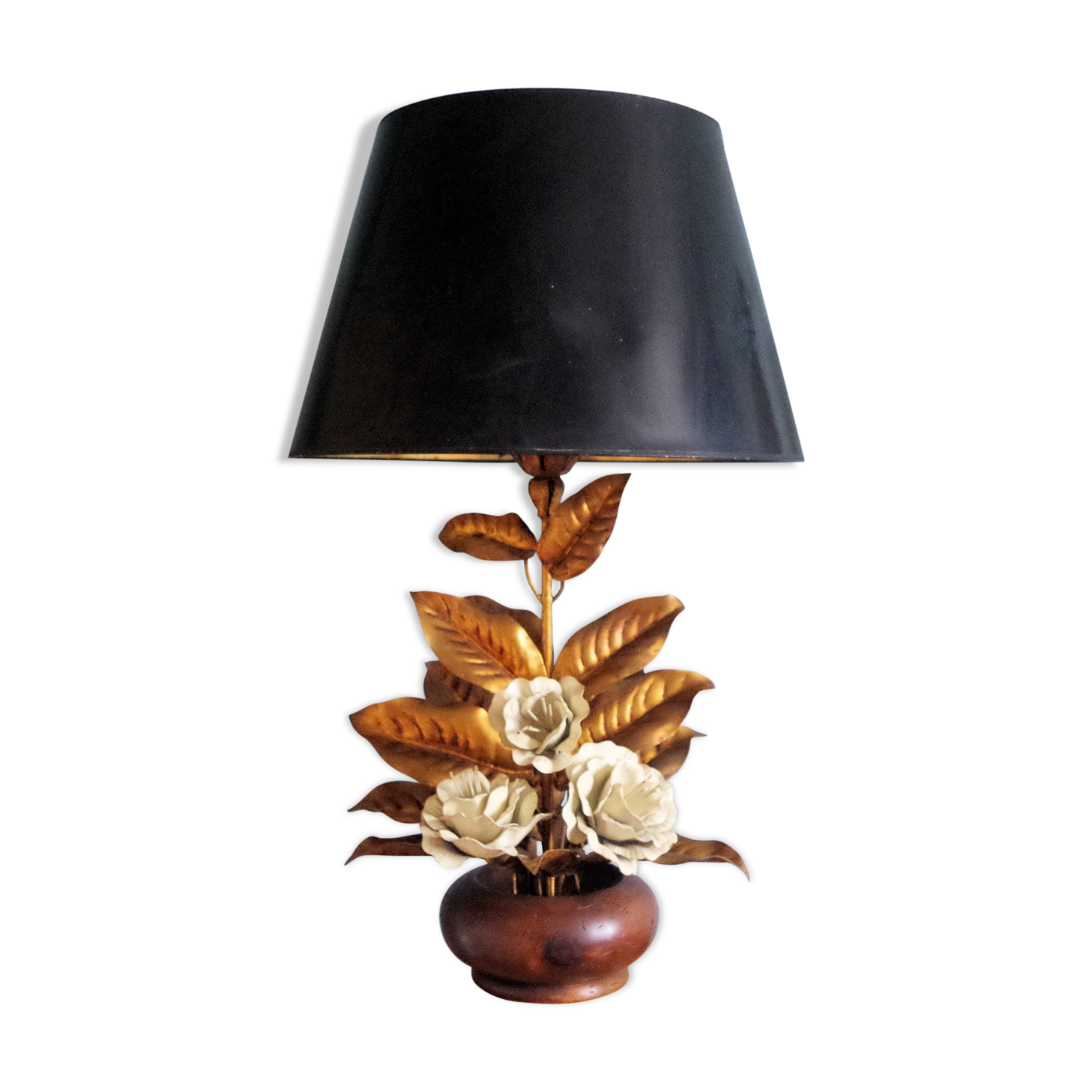 Flower lamp in golden brass 70s