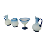 Set of 4 blue glass paste dinnerware
