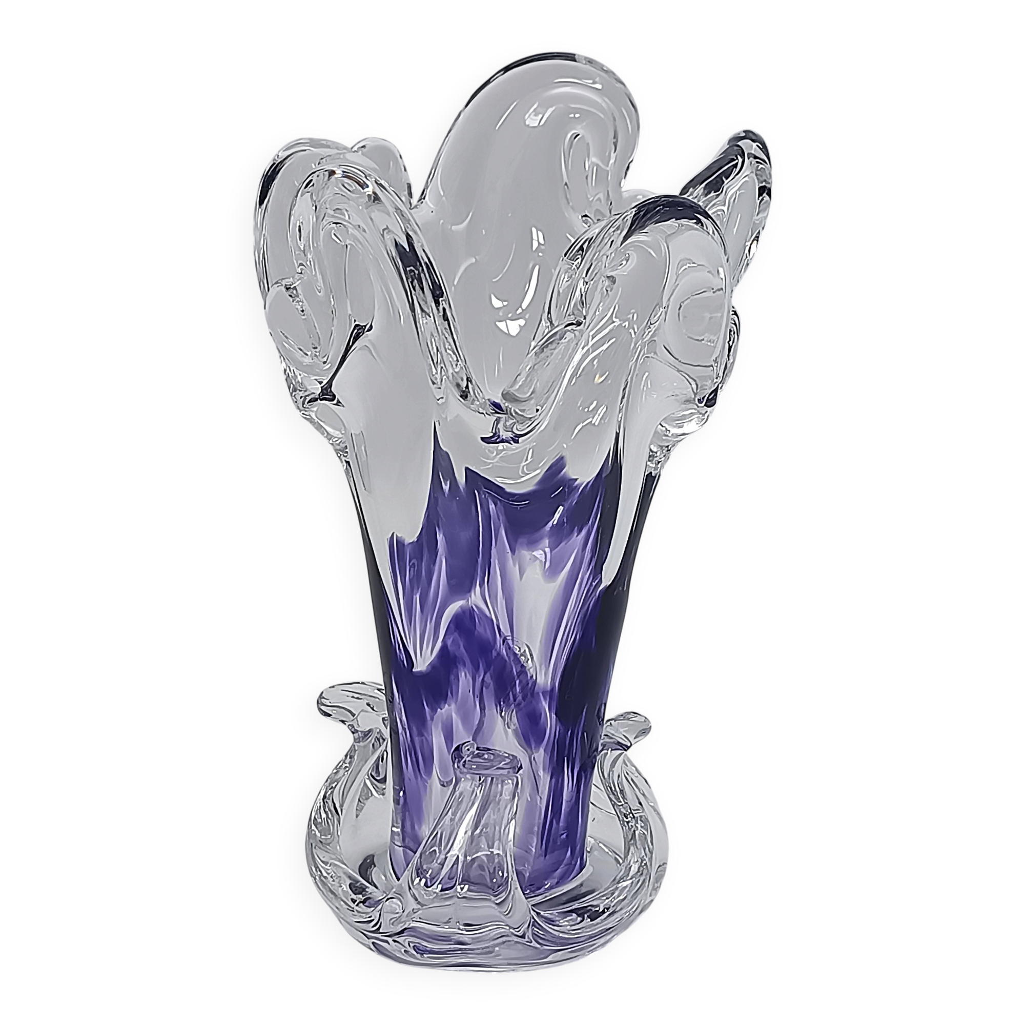 Vase Soliflore en Cristal d'Art – Michel Steiner Améthyste & Transparent