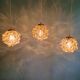 Amber bubble glass pendant (3 available), design by Helena Tynell, 1970.