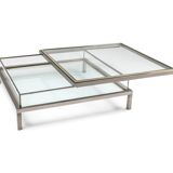 Maison Jansen sliding coffee table in chrome and brass - 1970s