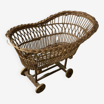 Rattan doll cradle