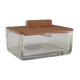 Vintage glass box with tawny leather lid