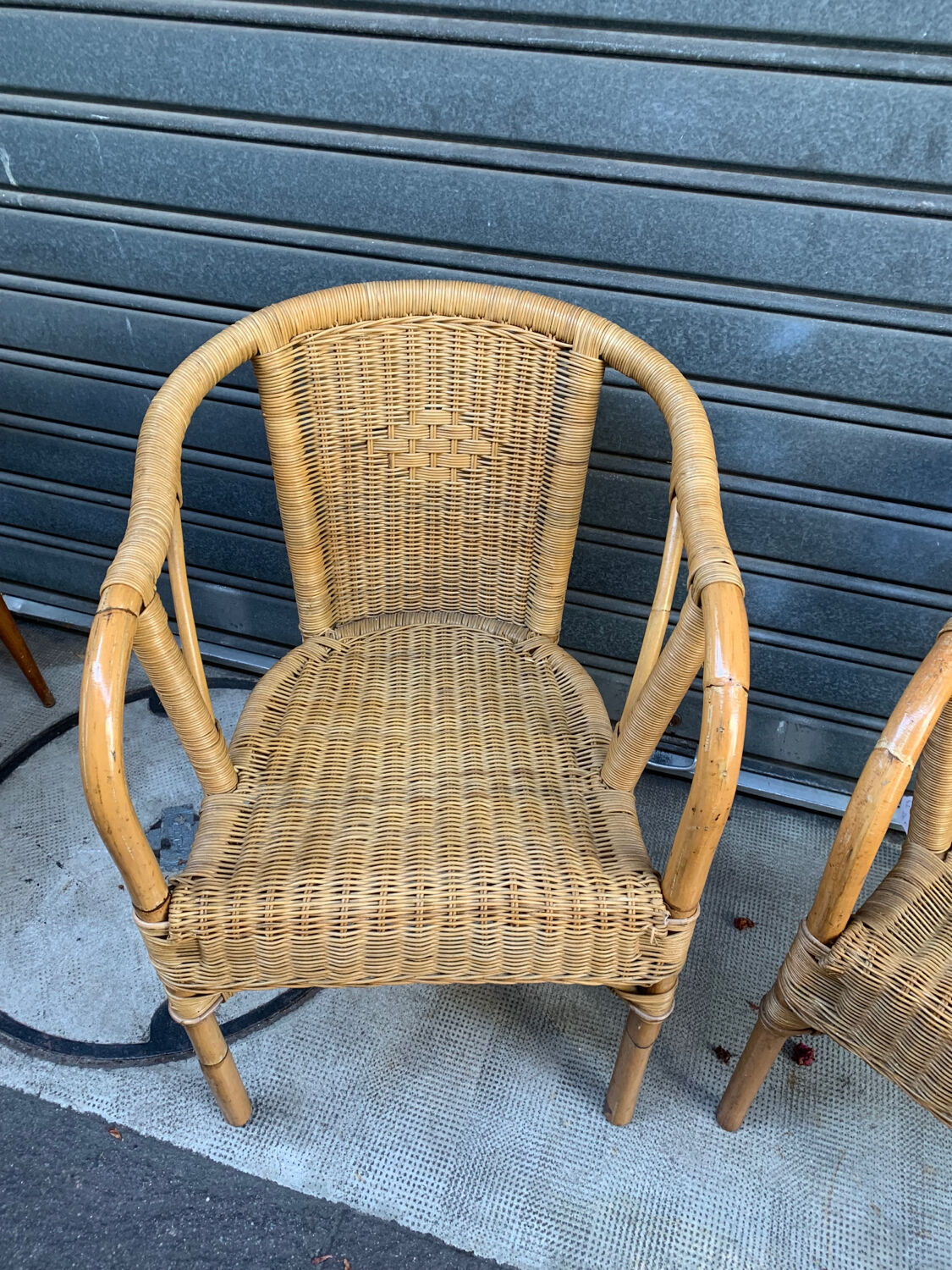 Paire de fauteuils en rotin années 80’