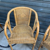 Pair of 80's rattan armchairs