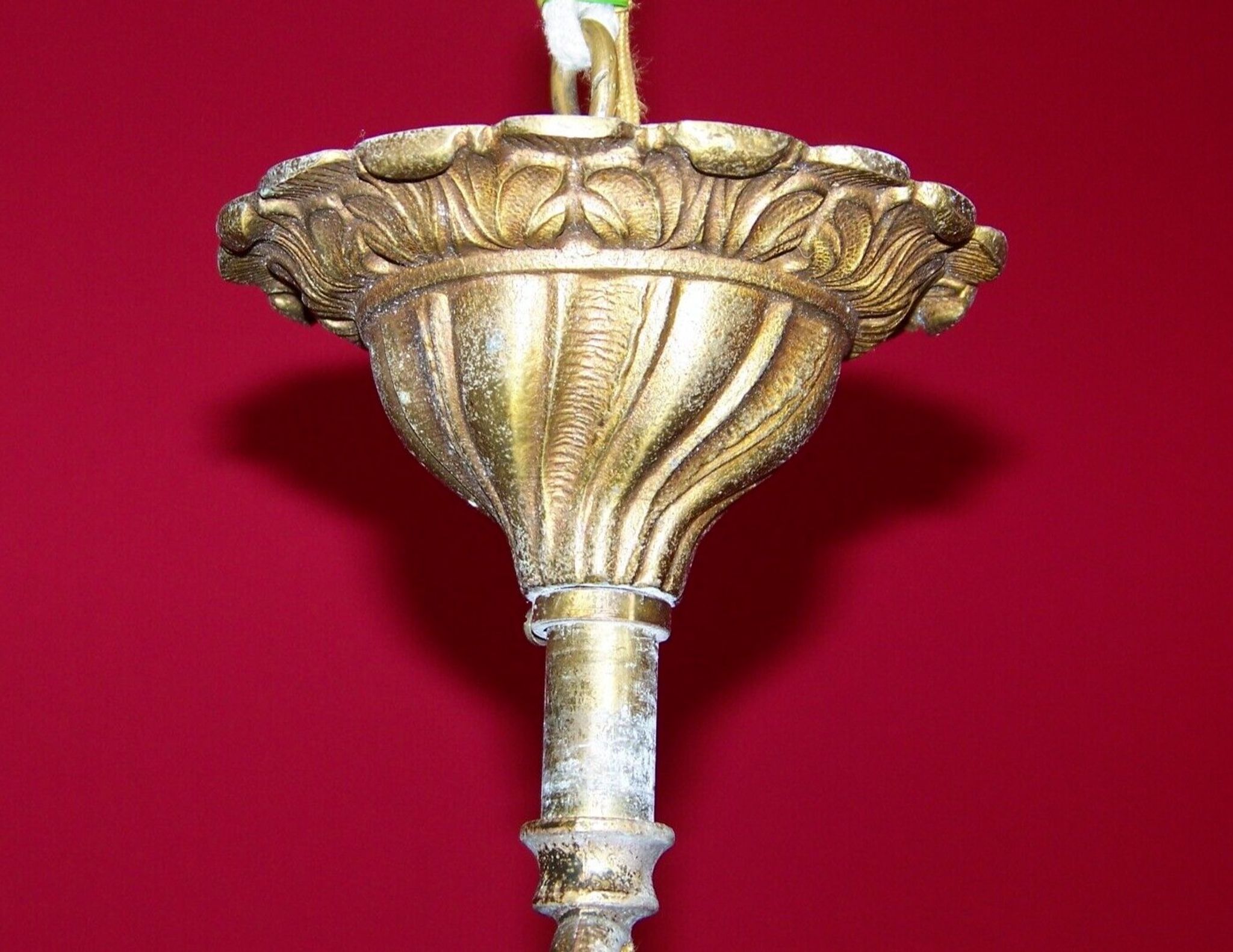 French art nouveau style quality bronze 6 light chandelier