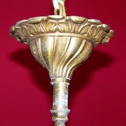 French art nouveau style quality bronze 6 light chandelier