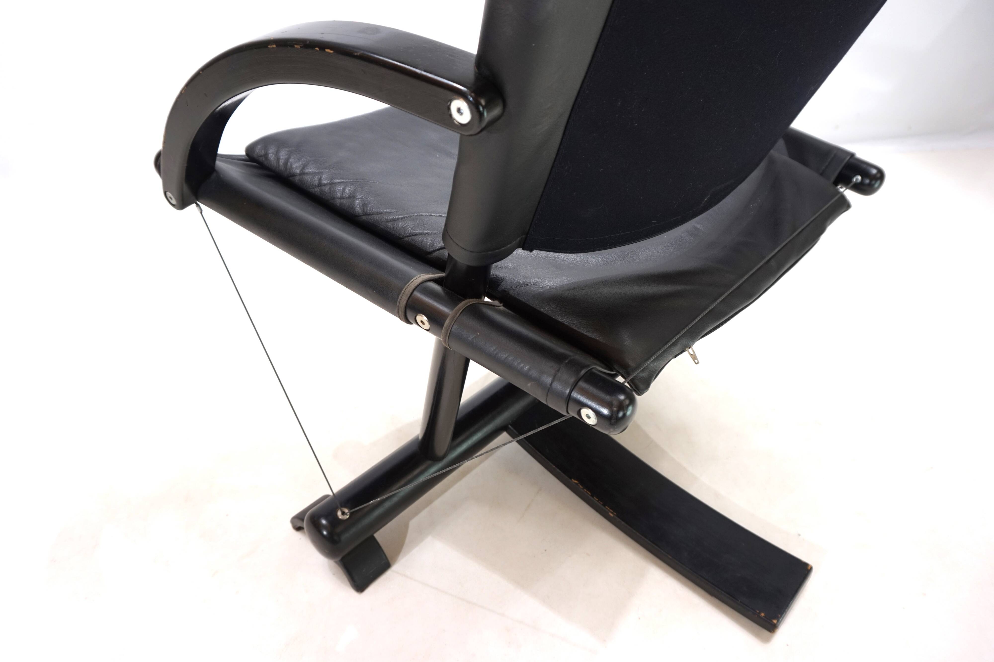 Fauteuil lounge en cuir Weishäupl Werkstätten String, 1980