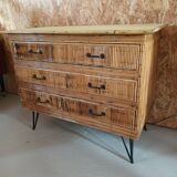 Commode vintage en rotin