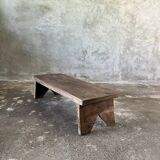 Petit banc bas asiatique en teck ancien upcyclé H:21 l:23 L:70