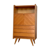 Bureau secrétaire commode vintage en chêne