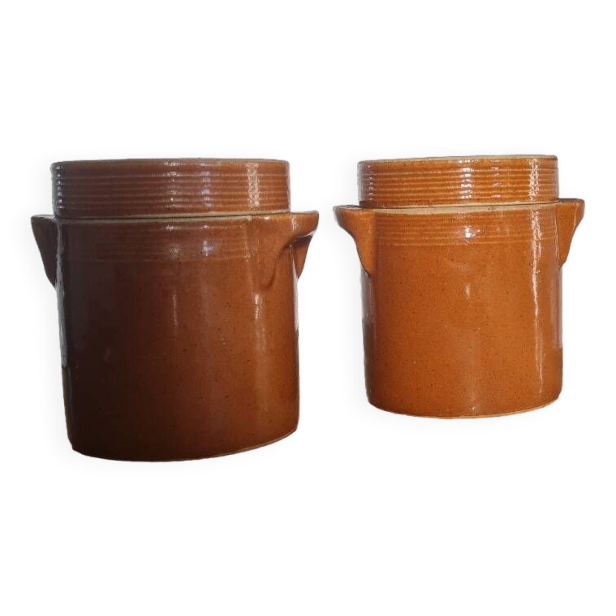 Pair of stoneware grease pots