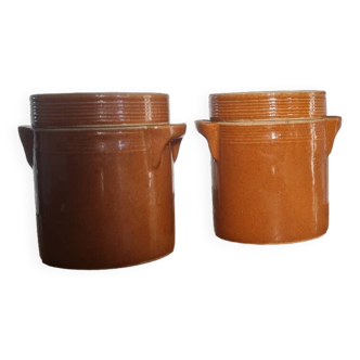 Pair of stoneware grease pots