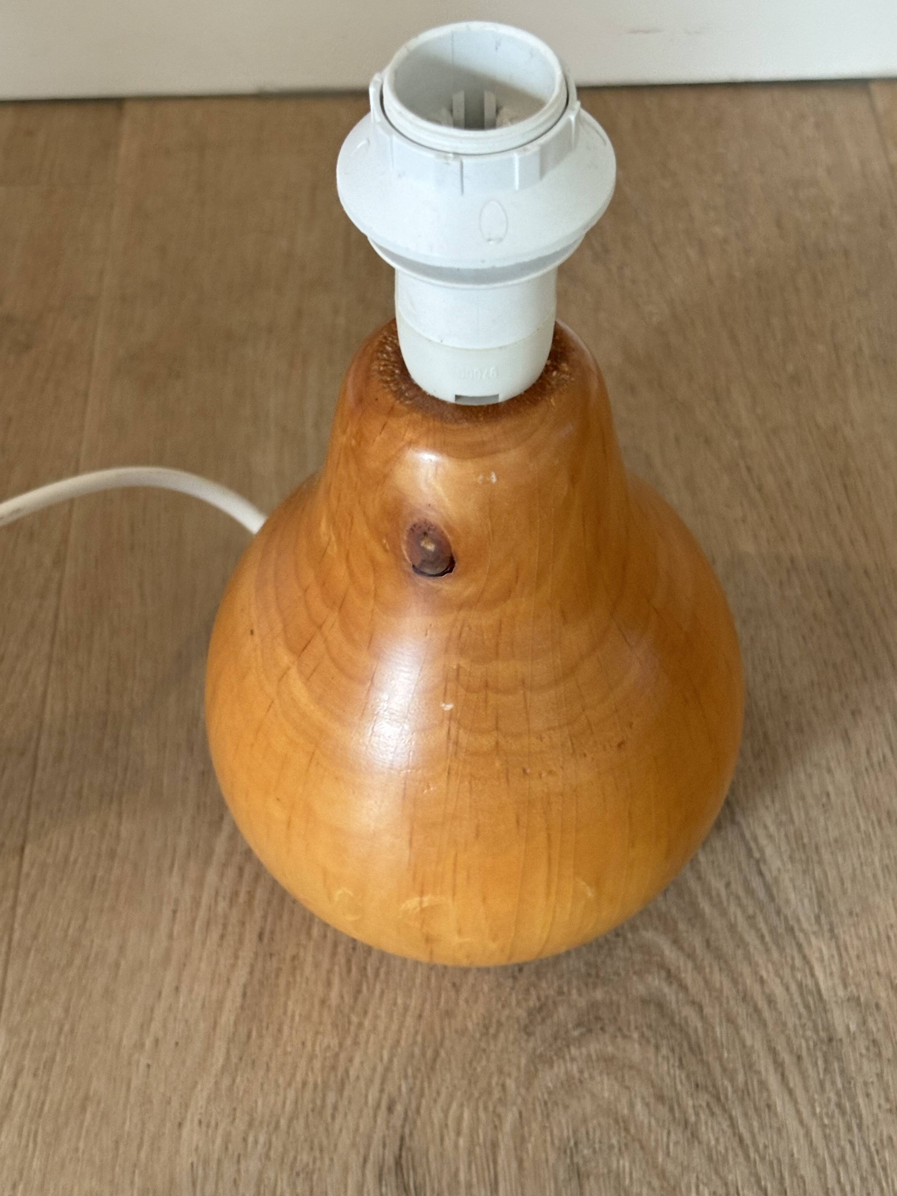 vintage wooden lamp small model with fabric shade 80's design